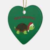 Vrolijk kerstfeest! Schildpad Keramisch Ornament (Links)