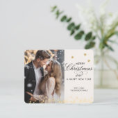 vrolijk kerstfeest! Script-lettertype, beige foto Feestdagenkaart (Staand voorkant)