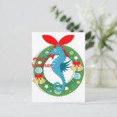 vrolijk kerstfeest seahorse feestdagenkaart (Staand voorkant)