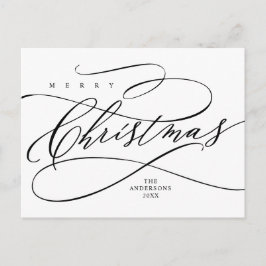 Vrolijk Kerstfeest, Seizoenen-groet Calligrafie  Briefkaart