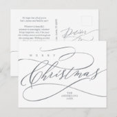 Vrolijk Kerstfeest, Seizoenen-groet Calligrafie Briefkaart (Voorkant / Achterkant)