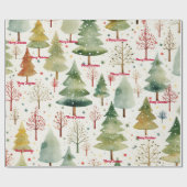Vrolijk Kerstfeest Seizoensgebonden Groene Bosbome Cadeaupapier (Vlak)