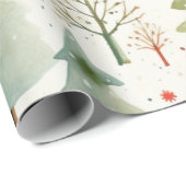 Vrolijk Kerstfeest Seizoensgebonden Groene Bosbome Cadeaupapier (Rol Hoek)