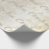 Vrolijk kerstfeest Sepia Gold Glitter Parly Cottag Cadeaupapier (Hoek)