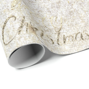 Vrolijk kerstfeest Sepia Gold Glitter Parly Cottag Cadeaupapier