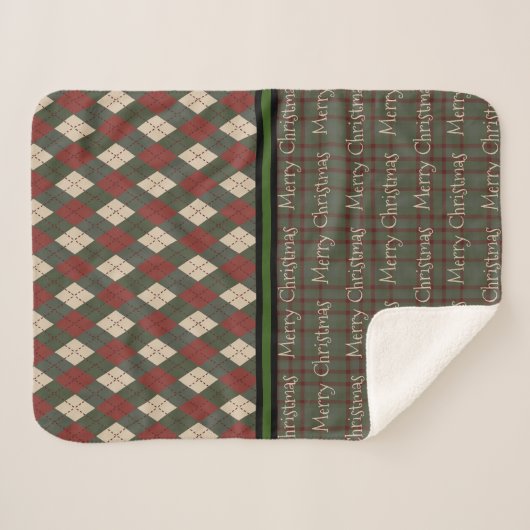 Vrolijk kerstfeest sherpa deken (Voorkant (horizontaal))