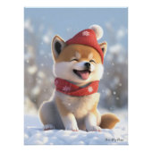 Vrolijk Kerstfeest, Shiba Inu Hond Puppy 02 - Happ Perfect Poster (Voorkant)