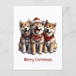 Vrolijk Kerstfeest Shiba Inu Honden Briefkaart