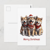 Vrolijk Kerstfeest Shiba Inu Honden Briefkaart (Voorkant / Achterkant)