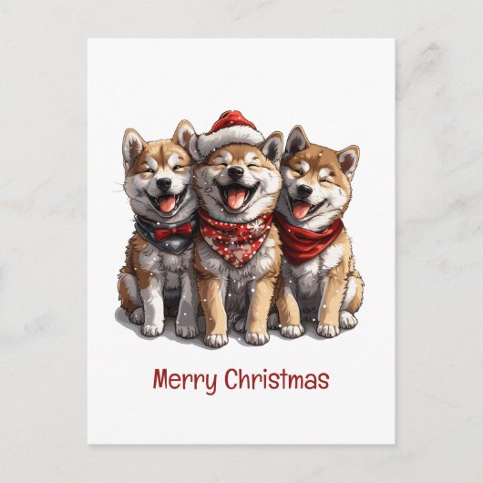 Vrolijk Kerstfeest Shiba Inu Honden Briefkaart (Voorkant)