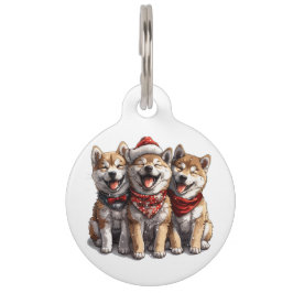 Vrolijk Kerstfeest Shiba Inu Honden Huisdierpenning