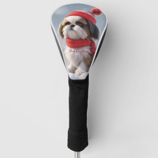 Vrolijk Kerstfeest, Shih Tzu Hond Puppy 01 - Happy Golfheadcover