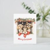 Vrolijk Kerstfeest Shih Tzu Honden Briefkaart (Staand voorkant)