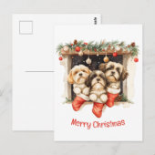 Vrolijk Kerstfeest Shih Tzu Honden Briefkaart (Voorkant / Achterkant)