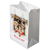 Vrolijk Kerstfeest Shih Tzu Honden Medium Cadeauzakje (Voorkant Gekanteld)