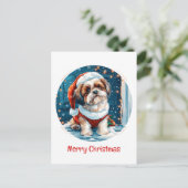 Vrolijk kerstfeest Shih Tzu Santa Dog Feestdagenkaart (Staand voorkant)