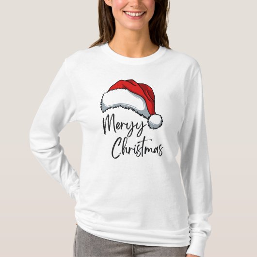 Vrolijk Kerstfeest Shirt met Santa Hat Design (Voorkant)