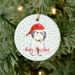 Vrolijk Kerstfeest ShiTzu Hond Feestelijke Kerstma Keramisch Ornament
