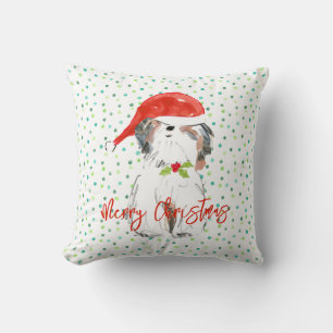 Vrolijk Kerstfeest ShiTzu Hond Feestelijke Kerstma Kussen
