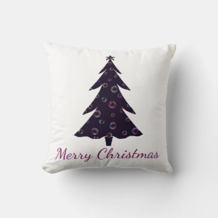 Vrolijk kerstfeest, silhouetboom, kleurrijke bubbe kussen