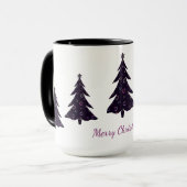 Vrolijk kerstfeest, silhouette boom, regenboogbell mok (Voorkant links)