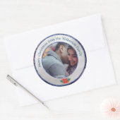 Vrolijk kerstfeest SIlver & Blue Glitter Aangepast Ronde Sticker (Envelop)
