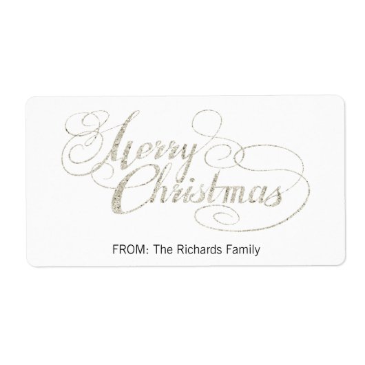 Vrolijk kerstfeest (SILVER GLITTER) Etiket (Voorkant)
