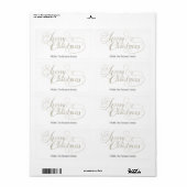 Vrolijk kerstfeest (SILVER GLITTER) Etiket (Full Sheet)