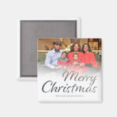 Vrolijk kerstfeest Silver Glitter FULL Foto & Name Magneet (Voorkant / Achterkant)