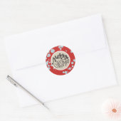 Vrolijk kerstfeest Silver Glitter Rustic Holiday Ronde Sticker (Envelop)