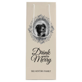 Vrolijk kerstfeest Silver Leaves Wreated Lijst Fot Wijn Cadeautas