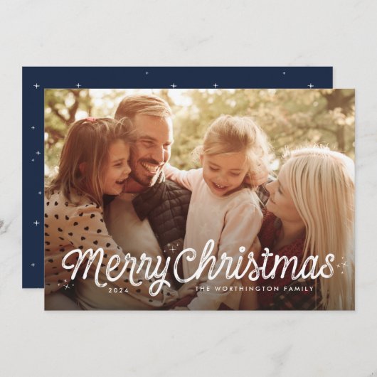 Vrolijk kerstfeest, simpele fotokaart feestdagenkaart (Voorkant / Achterkant)