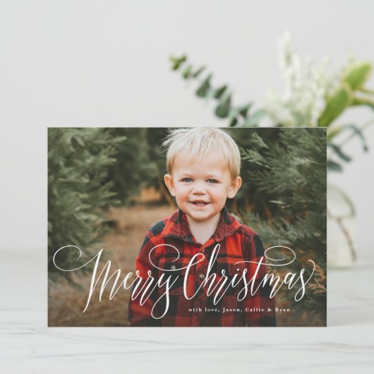 Vrolijk kerstfeest, simpele foto's feestdagenkaart (Staand voorkant)