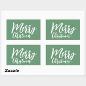 Vrolijk kerstfeest Simple Girly White Script Green Rechthoekige Sticker (Vel)