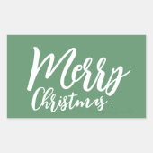 Vrolijk kerstfeest Simple Girly White Script Green Rechthoekige Sticker (Voorkant)