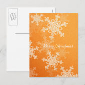 Vrolijk Kerstfeest Sinaasappel Witte Sneeuwvlokken Feestdagenkaart (Voorkant / Achterkant)