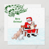 Vrolijk kerstfeest! Sinterklaas met kat en hond (Voorkant / Achterkant)