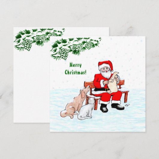 Vrolijk kerstfeest! Sinterklaas met kat en hond (Voorkant / Achterkant)