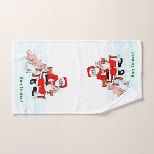Vrolijk kerstfeest! Sinterklaas met kat en hond Bad Handdoek (Handdoek)