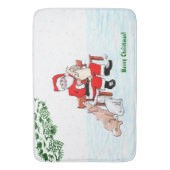 Vrolijk kerstfeest! Sinterklaas met kat en hond Badmat (Voorkant Verticaal)