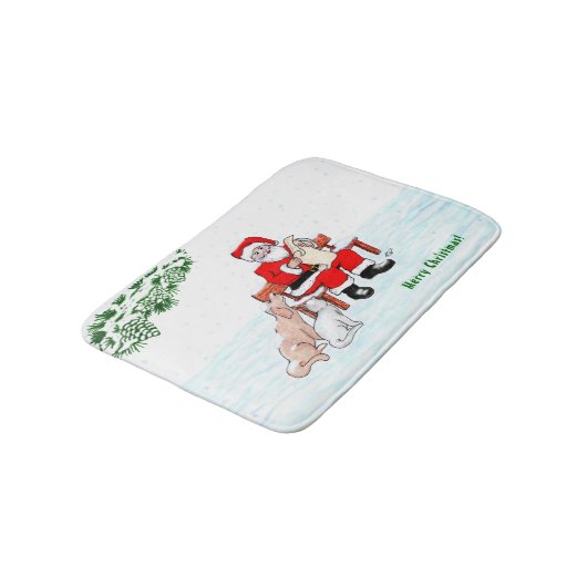 Vrolijk kerstfeest! Sinterklaas met kat en hond Badmat (Gekanteld)
