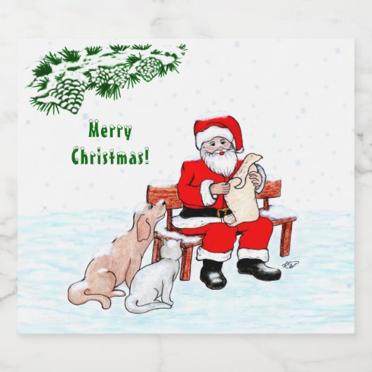 Vrolijk kerstfeest! Sinterklaas met kat en hond Bier Etiket (Enkel label)