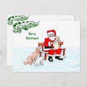 Vrolijk kerstfeest! Sinterklaas met kat en hond Briefkaart (Voorkant / Achterkant)