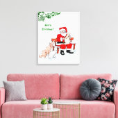 Vrolijk kerstfeest! Sinterklaas met kat en hond Canvas Afdruk (Insitu (Woonkamer))