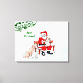 Vrolijk kerstfeest! Sinterklaas met kat en hond Canvas Afdruk (Voorkant)