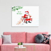 Vrolijk kerstfeest! Sinterklaas met kat en hond Canvas Afdruk (Insitu (Woonkamer))