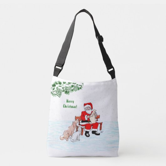 Vrolijk kerstfeest! Sinterklaas met kat en hond Crossbody Tas (Voorkant)