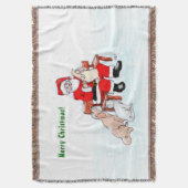 Vrolijk kerstfeest! Sinterklaas met kat en hond Deken (Voorkant Verticaal)