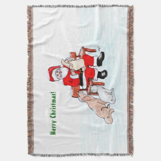 Vrolijk kerstfeest! Sinterklaas met kat en hond Deken (Voorkant Verticaal)