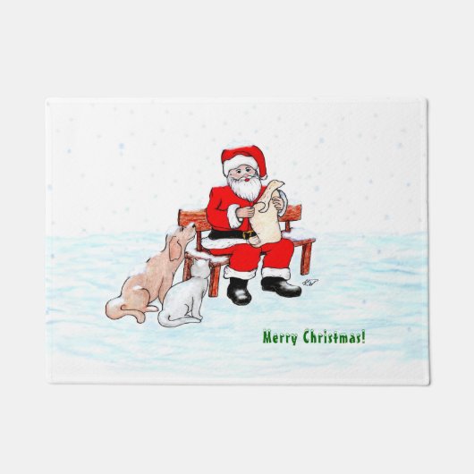 Vrolijk kerstfeest! Sinterklaas met kat en hond Deurmat (Voorkant)
